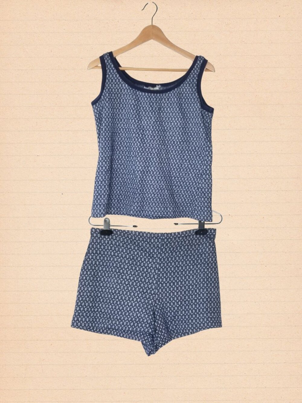 1980s Russ Knit Beachwear - Sleeveless Top & Shorts - Small